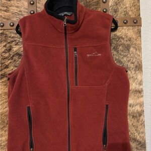 Eddie Bauer Red Fleece Vest Sz M